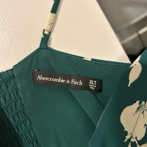 Abercrombie & Fitch Teal and Cream Floral Maxi Dress - Picture 3 of 3